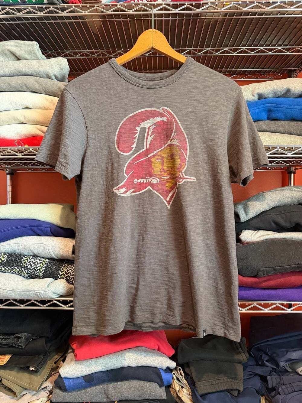 '47 Brand Tampa Bay Buccaneers Throwback Logo Tri-Blend T-Shirt Heather Gray